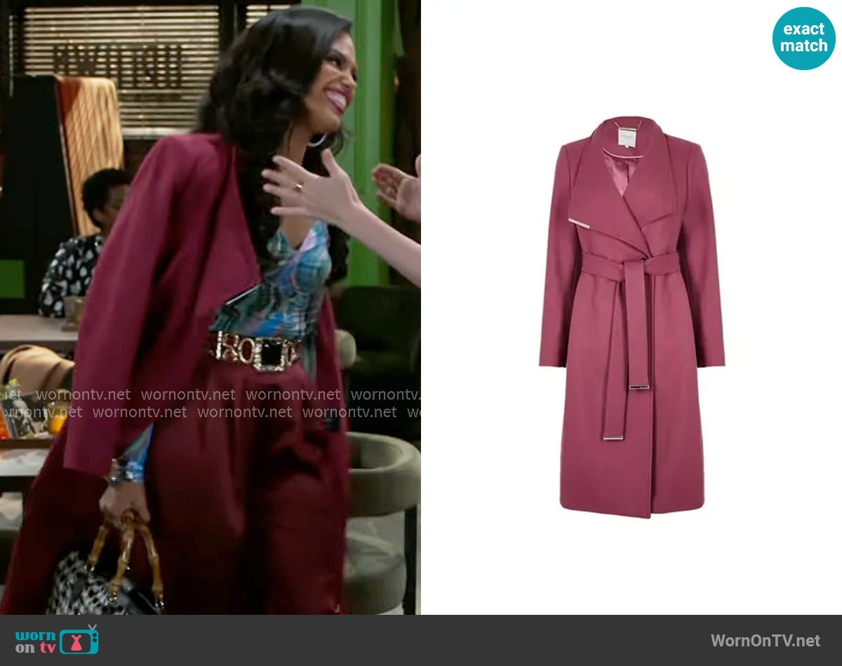 Ted Baker Rose Coat worn by Dani Dupree (Karla Mosley) on Beyond the Gates