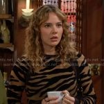 Tessa’s sheer zebra stripe top on The Young and the Restless