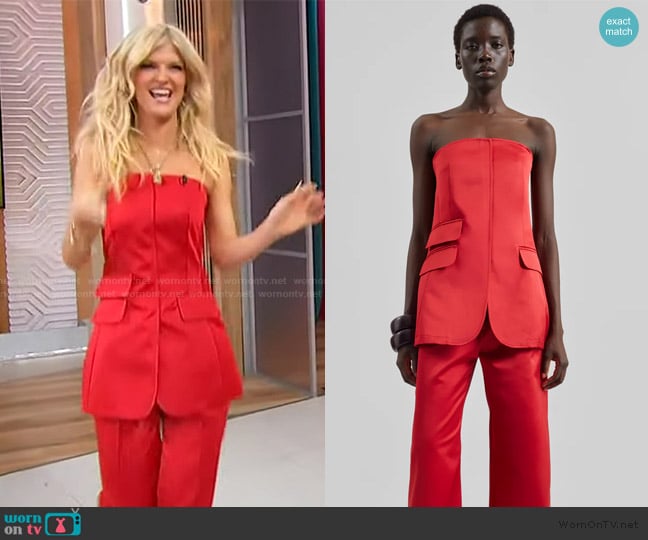 The Frankie Shop Luma Satin Bustier Top worn by Arden Myrin on Sherri