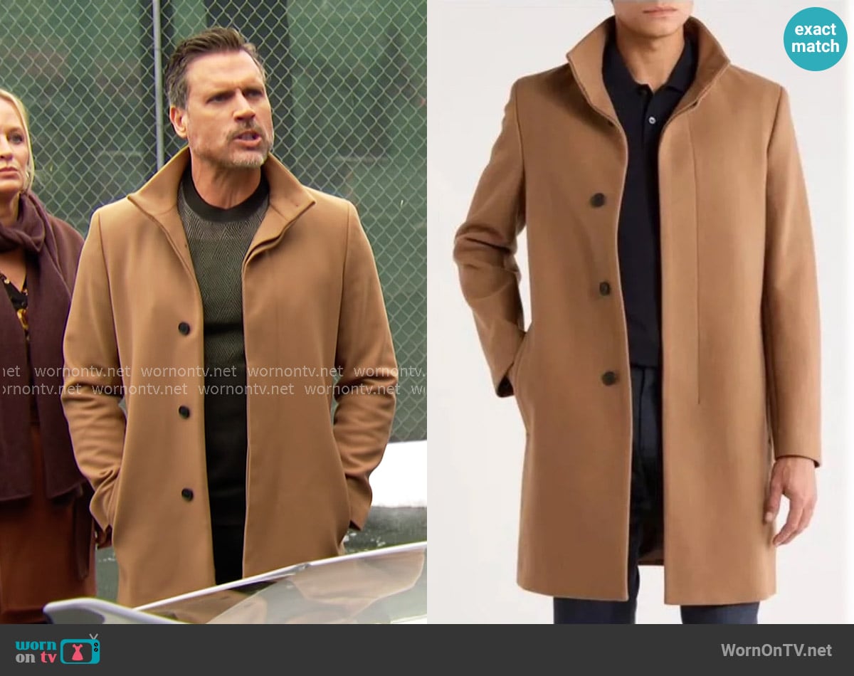 Theory Belvin VP Voedar Coat worn by Nick Newman (Joshua Morrow) on The Young and the Restless