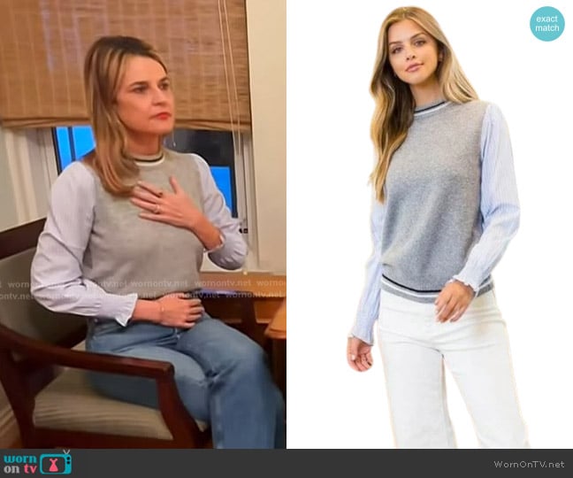 THML Pinstripe Sleeve Top worn by Savannah Guthrie on Today