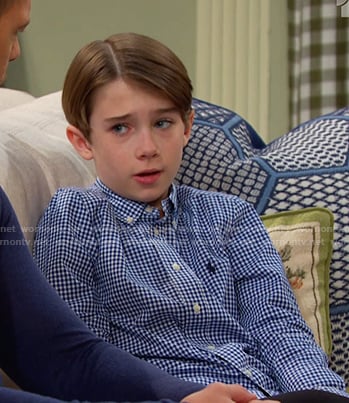 Thomas’s blue gingham check shirt on Days of our Lives
