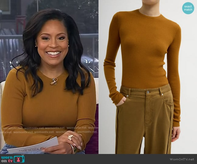 Sheinelle’s mustard ribbed sweater on Today