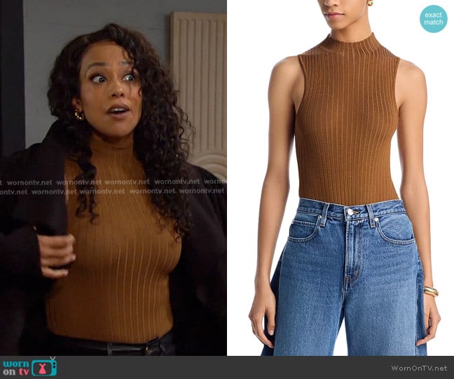 Toccin Mika Bodysuit in French Brown worn by Jada Hunter (Elia Cantu) on Days of our Lives