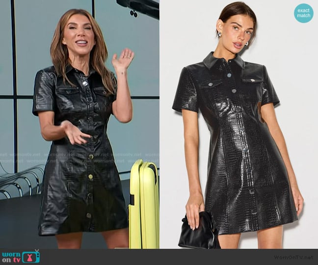 Toccin Short Sleeve Faux Leather Dress worn by Adrianna Costa on Access Hollywood
