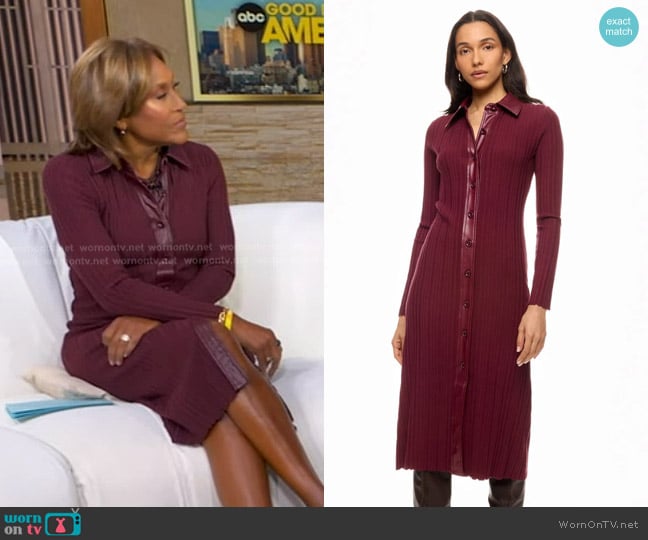 Toccin Variegated Rib Knit Leather Combo Dress worn by Robin Roberts on Good Morning America