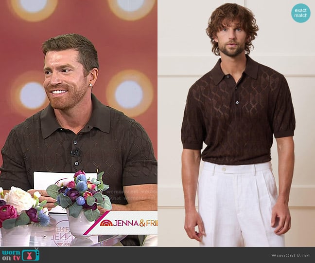 Todd Snyder Silk-Cotton Diamond Sweater Polo worn by Evan Real on Today