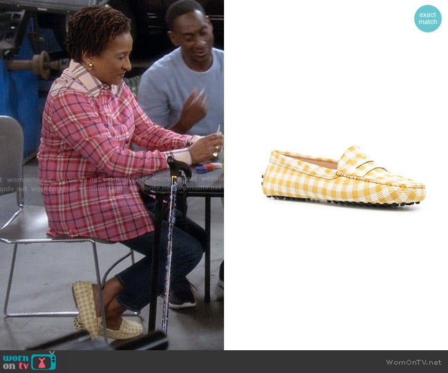 Tod's Gingham Gommino Driving Shoes worn by Lucretia Turner (Wanda Sykes) on The Upshaws
