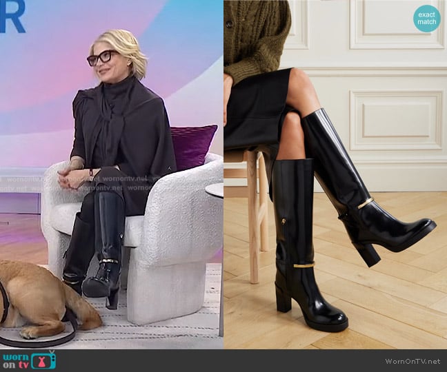Tod's Gomma Embellished Leather Knee Boots worn by Selma Blair on Today
