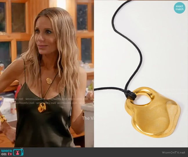 Tom Ford Gold-tone and Leather Cord Necklace worn by Dorit Kemsley on The Real Housewives of Beverly Hills