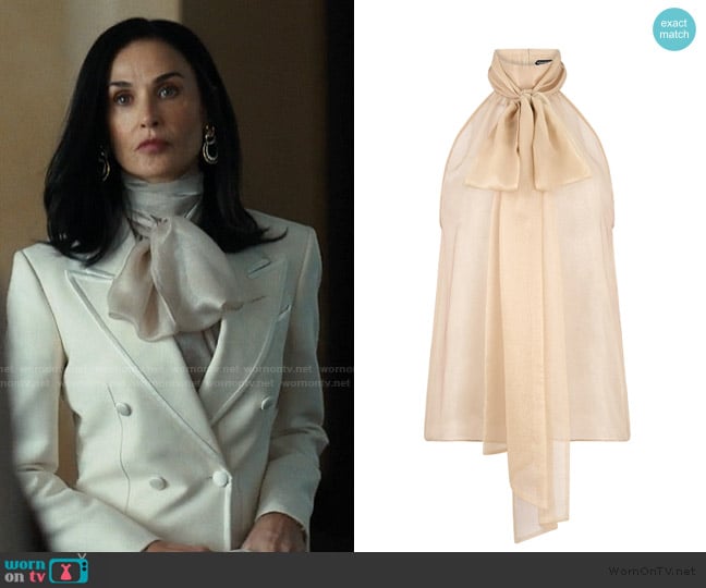 Tom Ford Sleeveless Lavalliere Blouse worn by Cami Miller (Demi Moore) on Landman