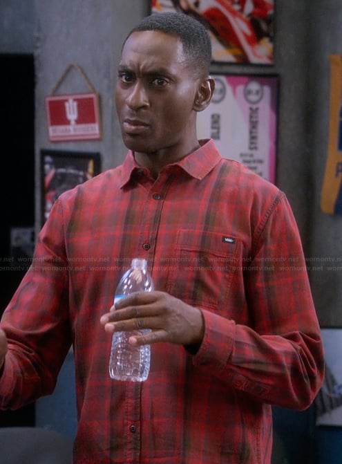 Tony's red plaid shirt on The Upshaws