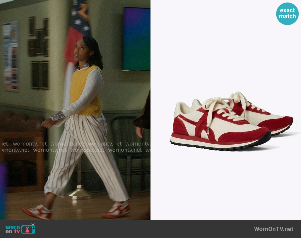 Tory Burch Hank Sneaker in new ivory / gemstone / titanium white worn by Faith Mitchell (Iantha Richardson) on Will Trent