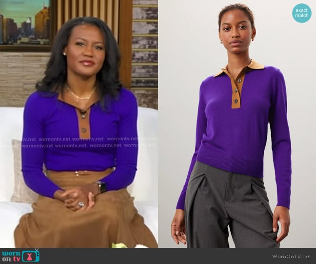 Tory Burch Wool Polo Sweater worn by Janai Norman on Good Morning America