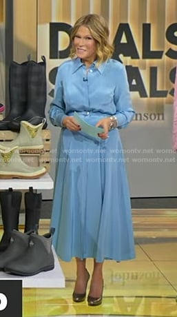Tory’s light blue belted shirtdress on Good Morning America