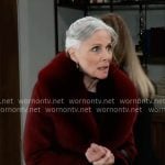 Tracy's dark red coat with fur collar on General Hospital
