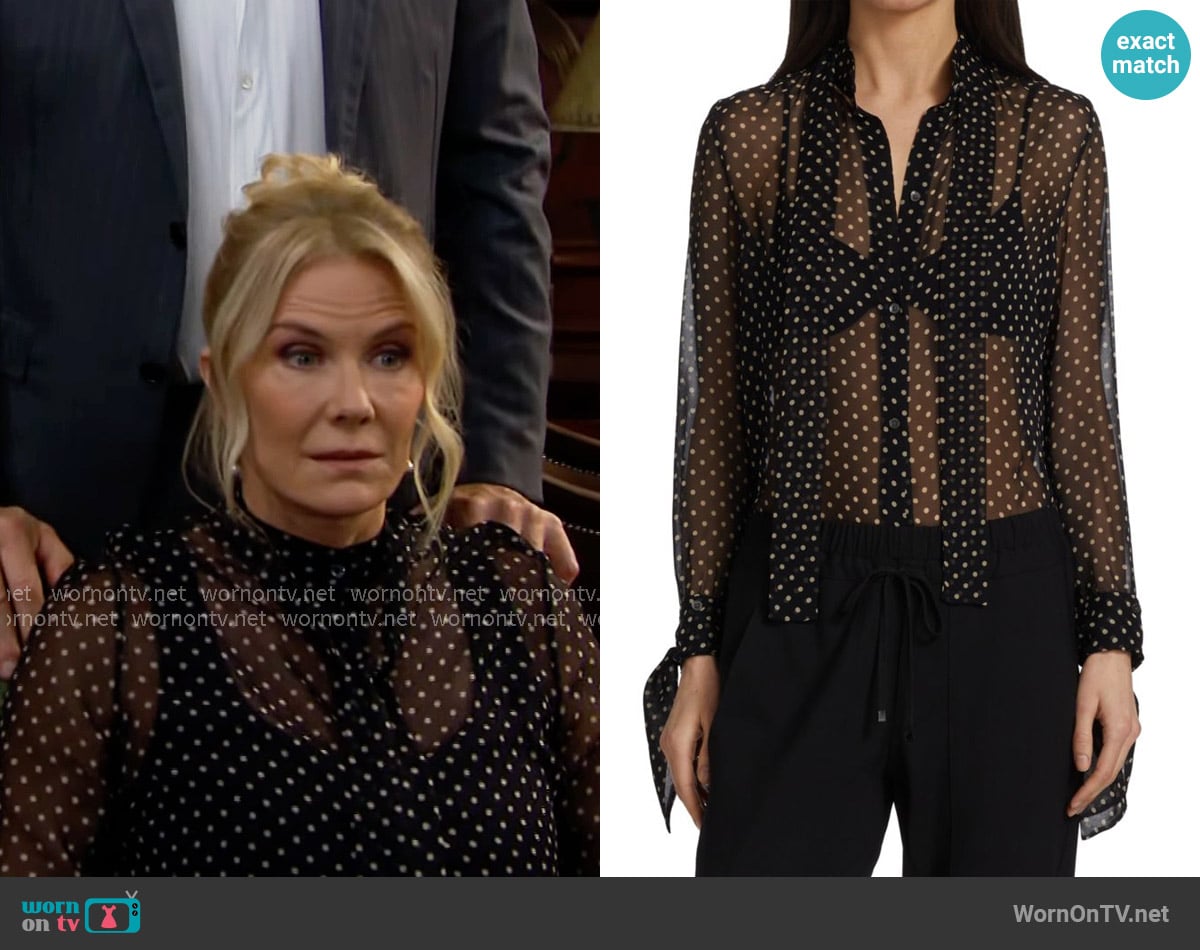 TWP The Last Fling Silk Shirt worn by Brooke Logan (Katherine Kelly Lang) on The Bold and the Beautiful