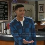 Tyrell’s blue checkered sweater on Beyond the Gates