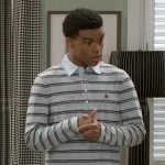 Tyrell’s grey striped polo on Beyond the Gates