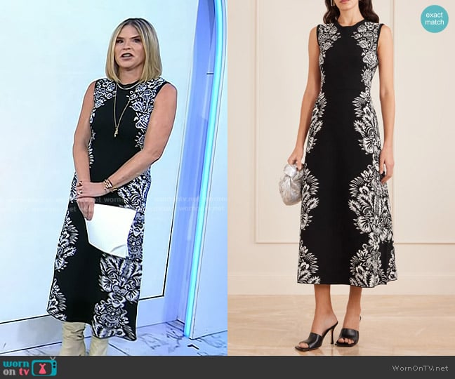 Ulla Johnson Liana Jacquard Long Dress in Noir worn by Jenna Bush Hager on Today