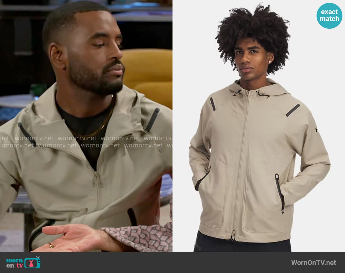 Under Armor Unstoppable Jacket in City Khaki / Black worn by Andre Richardson (Sean Freeman) on Beyond the Gates
