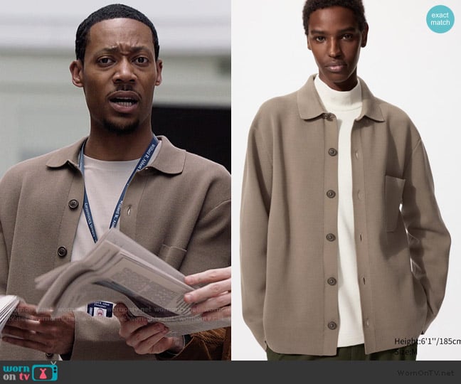 Uni Qlo Milano Ribbed Shirt Collar Cardigan worn by Gregory Eddie (Tyler James Williams) on Abbott Elementary