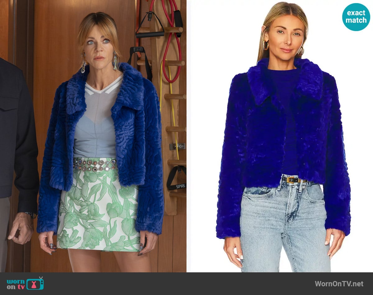 Unreal Fur Polaris Faux Fur Jacket worn by Morgan Gillory (Kaitlin Olson) on High Potential