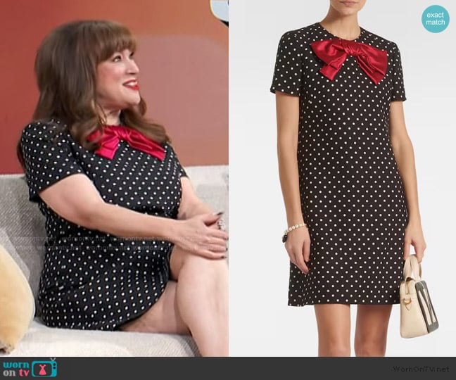 Valentino Plusdepois duchesse minidress worn by Jennifer Tilly on Access Hollywood