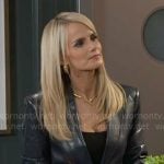 Vanessa’s leather lace-trim blazer on Beyond the Gates