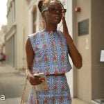 Venita’s blue floral print top and skirt on Southern Charm