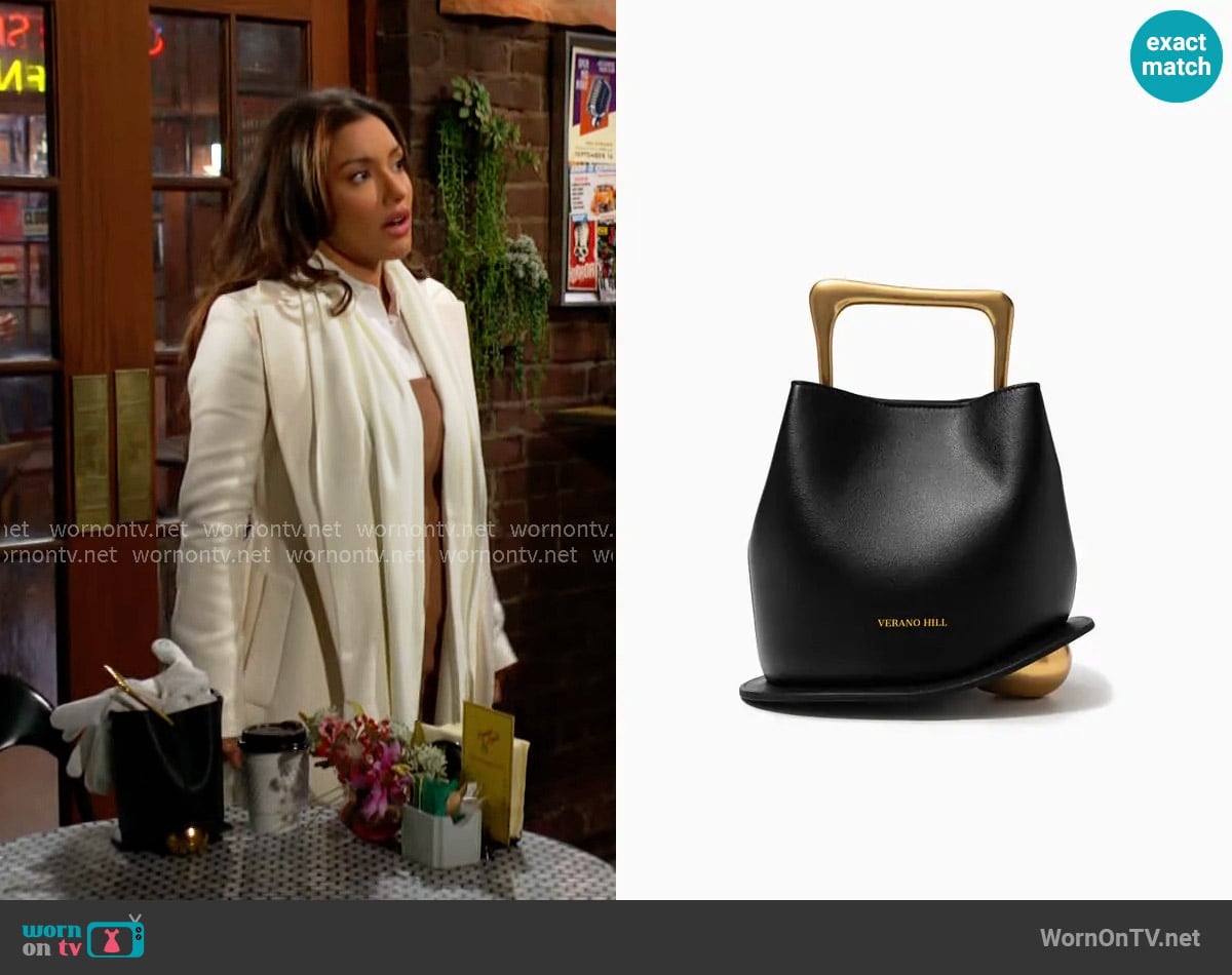 Verano Hill Vienna Handbag in Black worn by Audra Charles (Zuleyka Silver) on The Young and the Restless