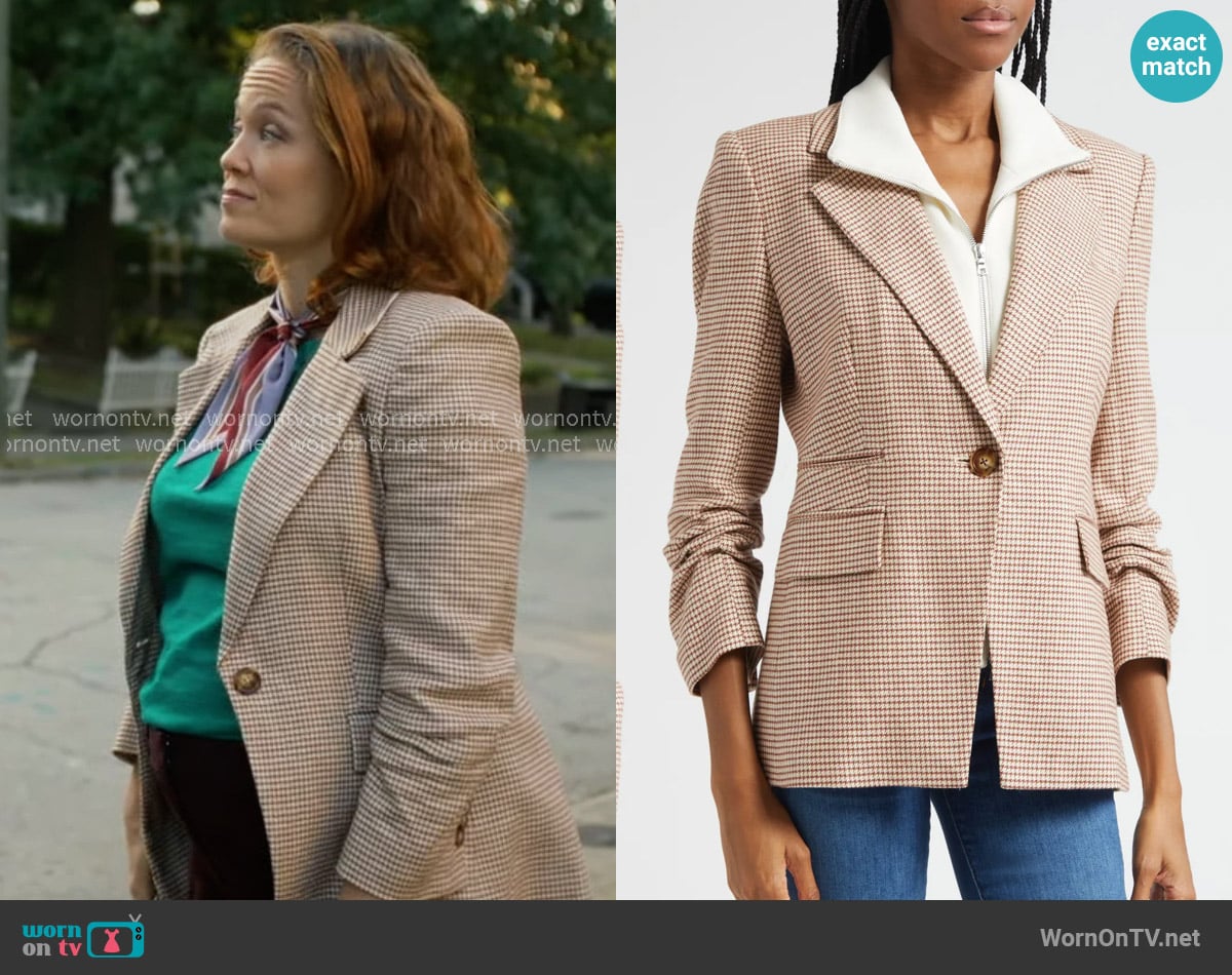 Veronica Beard Battista Houndstooth Check Dickey Jacket worn by Angie Polaski (Erika Christensen) on Will Trent