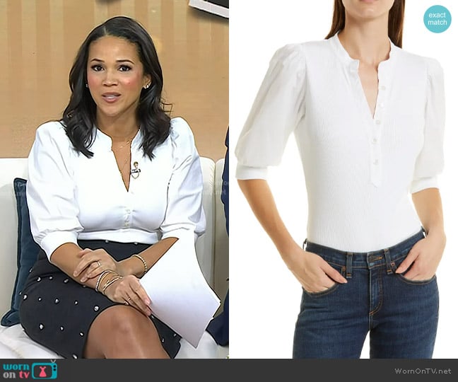 Veronica Beard Coralee Top worn by Laura Jarrett on Today