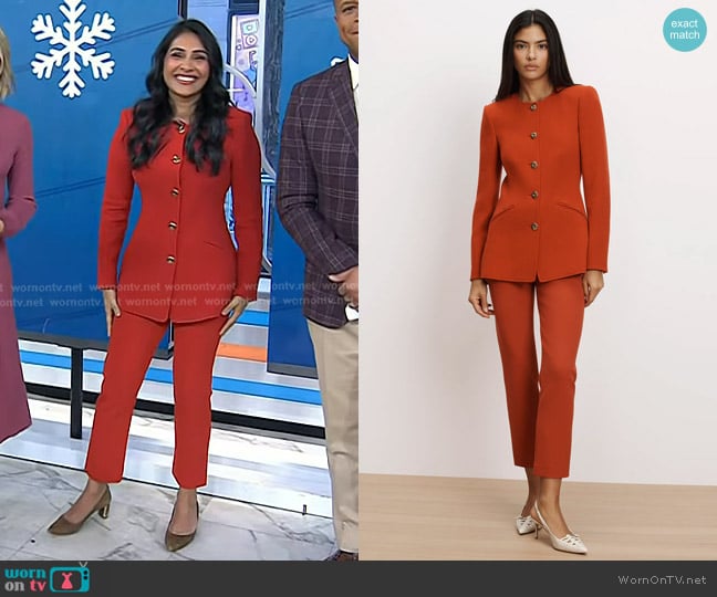 Veronica Beard Jessup Tailored Jacket and Stila Pants worn by Dr. Saranya Wyles on Today