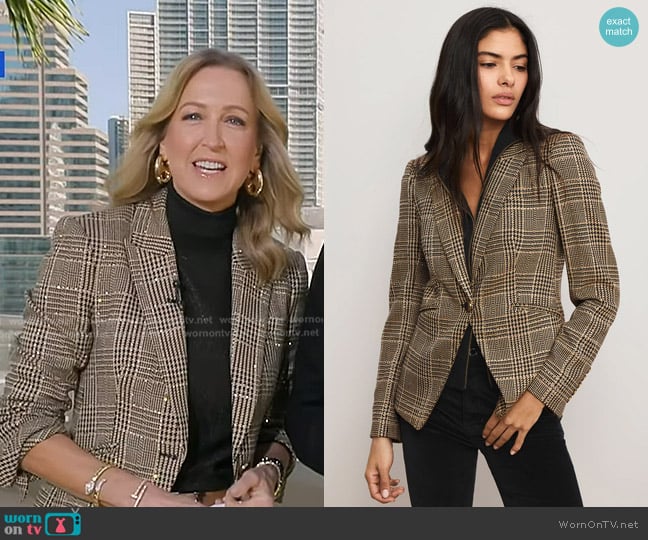 Lara’s beige houndstooth embellished blazer on GMA Lara’s beige houndstooth embellished blazer on GMA