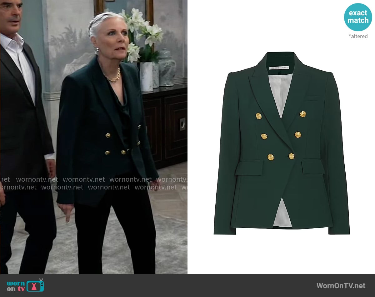 Veronica Beard Miller Jacket in Pine worn by Tracy Quartermaine (Jane Elliot) on General Hospital
