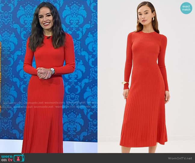 Veronica Beard Nami Knit Dress in Poppy worn by Kaylee Hartung on Today