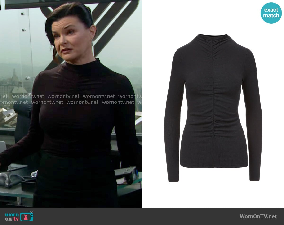 Veronica Beard Theresa Ruched Turtleneck worn by Katie Logan (Heather Tom) on The Bold and the Beautiful