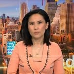 Vicky's pink contrast trim top and cardigan on NBC News Daily