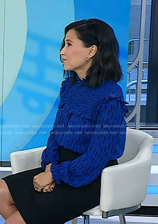 Vicky’s blue print smocked top on Today