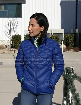 Vicky’s blue quilted down jacket on Today