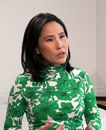 Vicky's green floral turtleneck top on Today