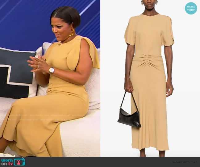 Victoria Beckham Flutter-sleeve draped dress worn by Tamron Hall on Tamron Hall Show