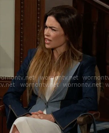 Victoria’s two-tone denim blazer on The Young and the Restless
