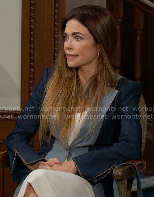 Victoria's two-tone denim blazer on The Young and the Restless
