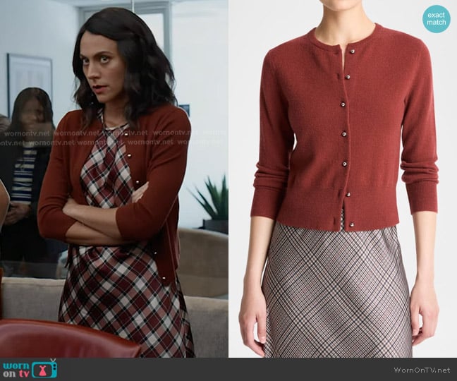 Vince Cashmere-Blend Cardigan in Crmson