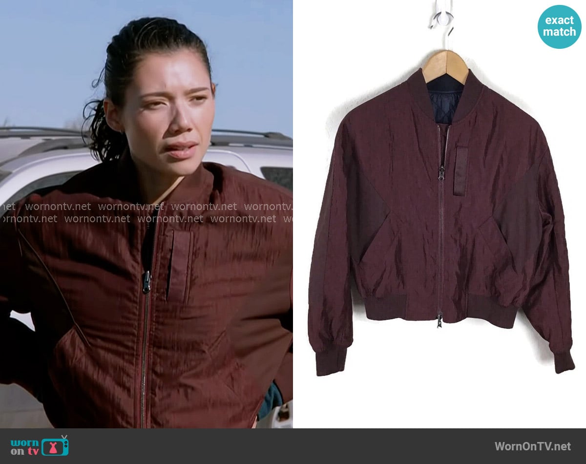 Vince Reversible Full Zip Bomber Jacket worn by Violet Mikami (Hanako Greensmith) on Chicago Fire