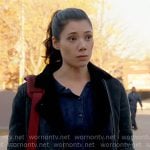 Violet’s navy shearling lined moto jacket on Chicago Fire