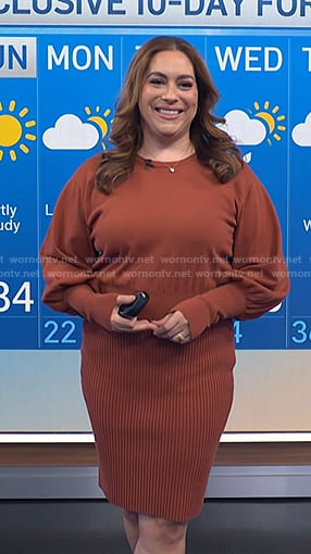 Violeta’s brown sweater dress on NBC News Daily