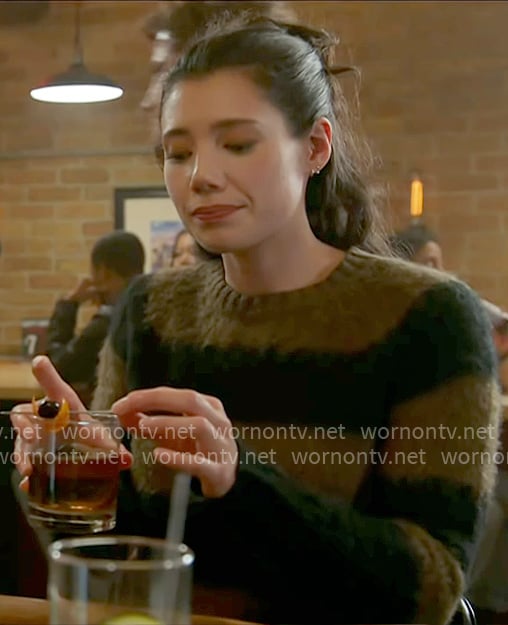 Violet's olive striped sweater on Chicago Fire